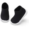 imageEngtoy Baby Shoes Baby Sock Shoes Baby Walking Shoes Infant NonSlip Breathable Slippers with Soft Rubber Sole Baby Boys Girls Slip On SneakersAll Black