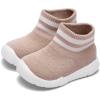 imageEngtoy Baby Shoes Baby Sock Shoes Baby Walking Shoes Infant NonSlip Breathable Slippers with Soft Rubber Sole Baby Boys Girls Slip On SneakersBeige
