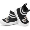 imageEngtoy Baby Shoes Baby Sock Shoes Baby Walking Shoes Infant NonSlip Breathable Slippers with Soft Rubber Sole Baby Boys Girls Slip On SneakersBlack Flower