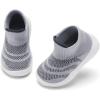 imageEngtoy Baby Shoes Baby Sock Shoes Baby Walking Shoes Infant NonSlip Breathable Slippers with Soft Rubber Sole Baby Boys Girls Slip On SneakersGray Stripe