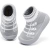 imageEngtoy Baby Shoes Baby Sock Shoes Baby Walking Shoes Infant NonSlip Breathable Slippers with Soft Rubber Sole Baby Boys Girls Slip On SneakersGrey Laces