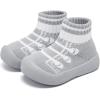 imageEngtoy Baby Shoes Baby Sock Shoes Baby Walking Shoes Infant NonSlip Breathable Slippers with Soft Rubber Sole Baby Boys Girls Slip On SneakersGrey Laces