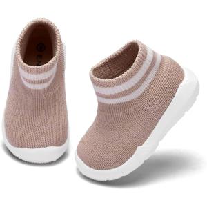 imageEngtoy Baby Shoes Baby Sock Shoes Baby Walking Shoes Infant NonSlip Breathable Slippers with Soft Rubber Sole Baby Boys Girls Slip On SneakersBeige