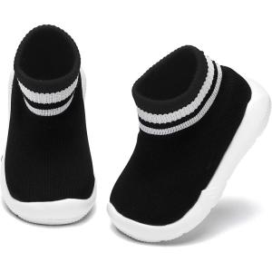 imageEngtoy Baby Shoes Baby Sock Shoes Baby Walking Shoes Infant NonSlip Breathable Slippers with Soft Rubber Sole Baby Boys Girls Slip On SneakersBlack