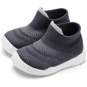 imageEngtoy Baby Shoes Baby Sock Shoes Baby Walking Shoes Infant NonSlip Breathable Slippers with Soft Rubber Sole Baby Boys Girls Slip On SneakersBlack Stripe