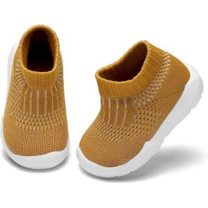 imageEngtoy Baby Shoes Baby Sock Shoes Baby Walking Shoes Infant NonSlip Breathable Slippers with Soft Rubber Sole Baby Boys Girls Slip On SneakersMustard
