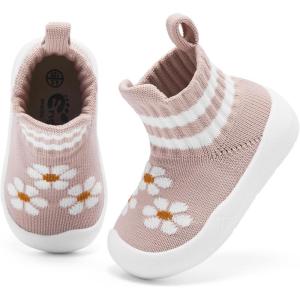 imageEngtoy Baby Shoes Baby Sock Shoes Baby Walking Shoes Infant NonSlip Breathable Slippers with Soft Rubber Sole Baby Boys Girls Slip On SneakersPink Flower
