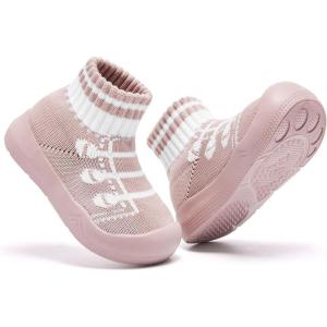 imageEngtoy Baby Shoes Baby Sock Shoes Baby Walking Shoes Infant NonSlip Breathable Slippers with Soft Rubber Sole Baby Boys Girls Slip On SneakersPink Laces