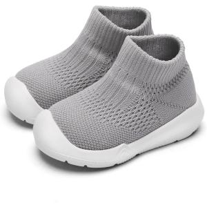 imageEngtoy Baby Shoes Baby Sock Shoes Baby Walking Shoes Infant NonSlip Breathable Slippers with Soft Rubber Sole Baby Boys Girls Slip On SneakersPure Grey