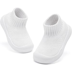 imageEngtoy Baby Shoes Baby Sock Shoes Baby Walking Shoes Infant NonSlip Breathable Slippers with Soft Rubber Sole Baby Boys Girls Slip On SneakersPure White