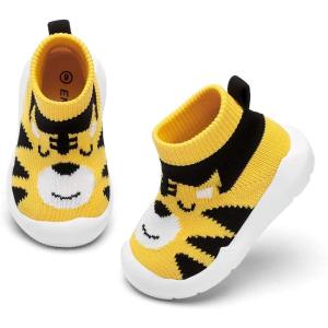 imageEngtoy Baby Shoes Baby Sock Shoes Baby Walking Shoes Infant NonSlip Breathable Slippers with Soft Rubber Sole Baby Boys Girls Slip On SneakersYellow Tiger