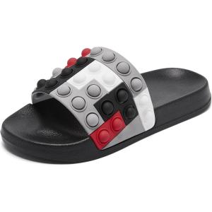 imageEngtoy Kid Boys Girls Slides Sandals For Kid Unisex Child Slippers Lightweight Nonslip Open Toe Comfy Shower Beach Funny Slide SandalsBlackdark Gray