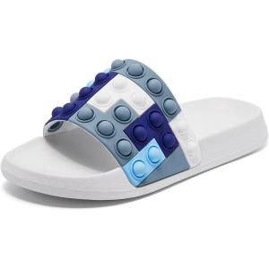 imageEngtoy Kid Boys Girls Slides Sandals For Kid Unisex Child Slippers Lightweight Nonslip Open Toe Comfy Shower Beach Funny Slide SandalsWhitegrey
