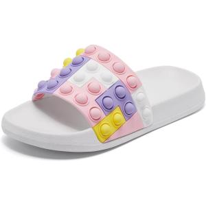 imageEngtoy Kid Boys Girls Slides Sandals For Kid Unisex Child Slippers Lightweight Nonslip Open Toe Comfy Shower Beach Funny Slide SandalsWhitetepale Pink