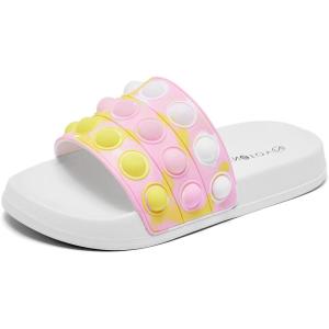 imageEngtoy Kid Boys Girls Slides Sandals For Kid Unisex Child Slippers Lightweight Nonslip Open Toe Comfy Shower Beach Funny Slide SandalsWhiteyellow