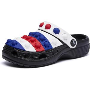 imageEngtoy Kids Clogs Boys Girls Garden Shoes Slip on Kids Slides Sandals Funny Lightweight Beach SlippersBlackWhiteRed