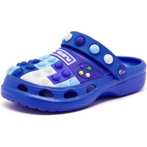 imageEngtoy Kids Clogs Boys Girls Garden Shoes Slip on Kids Slides Sandals Funny Lightweight Beach SlippersHandle Blue White