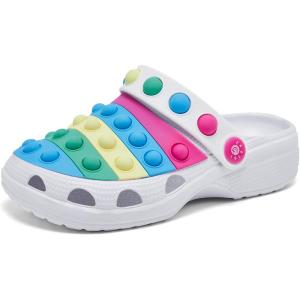 imageEngtoy Kids Clogs Boys Girls Garden Shoes Slip on Kids Slides Sandals Funny Lightweight Beach SlippersWhite Green Yellow