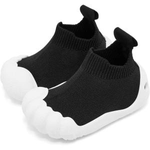 imageEngtoy Toddler Sock Shoes Baby First Walking Shoes Boys Girls Slippers Kids Five Fingers ClosedToe Slip On SneakerPure Black