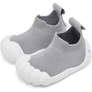 imageEngtoy Toddler Sock Shoes Baby First Walking Shoes Boys Girls Slippers Kids Five Fingers ClosedToe Slip On SneakerPure Gray