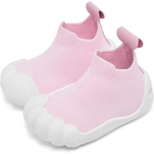 imageEngtoy Toddler Sock Shoes Baby First Walking Shoes Boys Girls Slippers Kids Five Fingers ClosedToe Slip On SneakerPure Pink